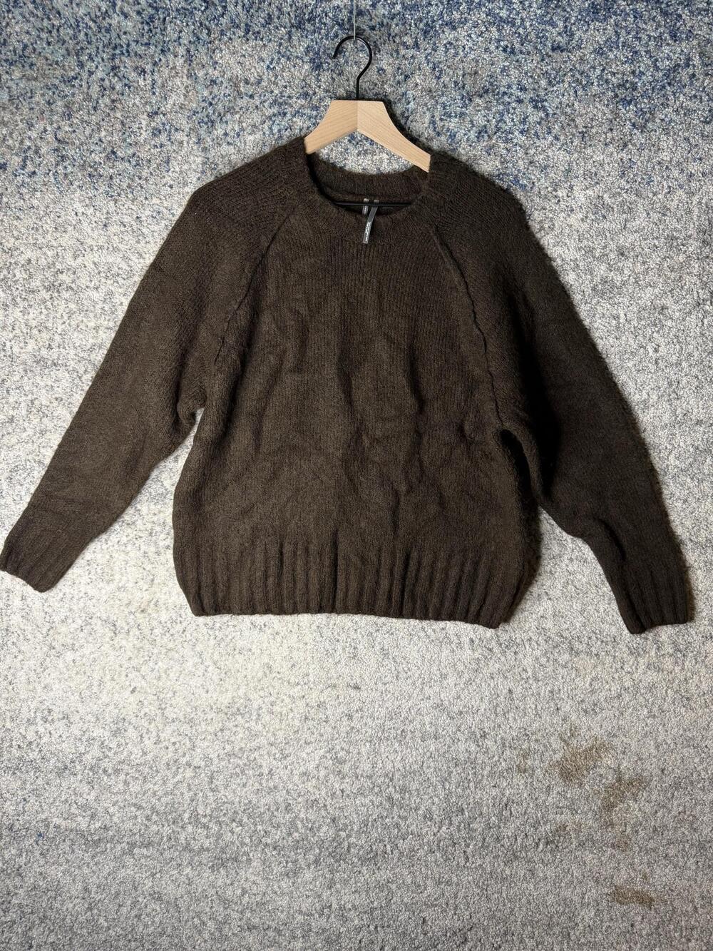 Anthropologie Sweater Womens S/M Brown Knit Crewneck Raglan Pullover Cozy Top